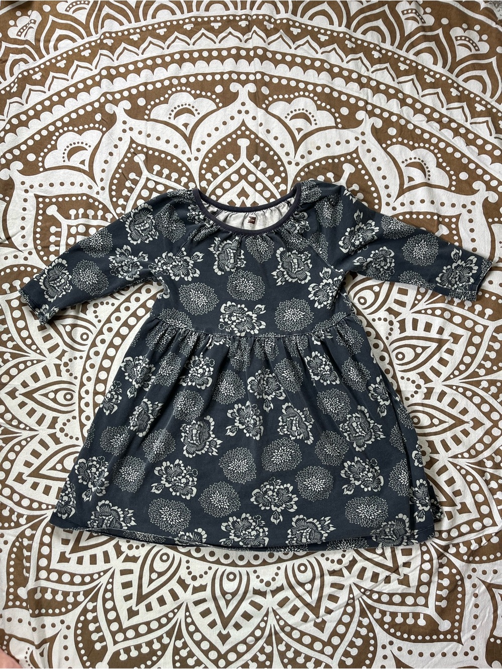 Tea Collection Navy Floral Long Sleeve Dress